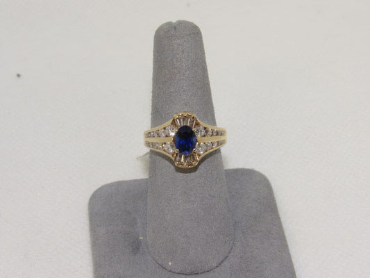 Ladies Fancy Yellow Gold Diamond and Sapphire Ring