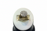 Ladies wide band cluster diamond ring