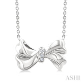 1/50 Ctw Round Cut Diamond Bow Fashion Pendant With Chain in Sterling Silver