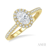 3/8 Ctw Diamond Ladies Engagement Ring with 1/4 Ct Oval Cut Center Stone in 14K Yellow and White Gold