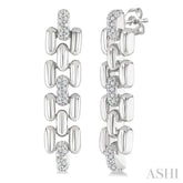 1/10 Ctw Bold Panther Link Round Cut Diamond Fashion Earrings in Sterling Silver