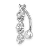 10k White Gold CZ Xoxo Belly Dangle