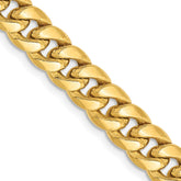 14K 20 inch 6.75mm Semi-Solid Miami Cuban with Lobster Clasp Chain