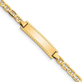 14k Polished Solid Chain/Solid Plate Anchor Link 20x5mm Plate 6 inch Baby/Child ID Bracelet