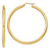 14K 3x50mm Polished Lightweight Tube Hoop Earrings