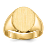 14k 10.5x12.0mm Oval Closed Back Signet Ring