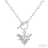 1/20 Ctw Bumble Bee Toggle Round Cut Diamond Fashion Necklace in Sterling Silver