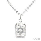 1/10 Ctw Rectangle Fluted Medallion Round Cut Diamond Star of David Pendant With Chain in Sterling Silver
