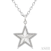 1/10 Ctw Star Fluted Medallion Round Cut Diamond Pendant With Chain in Sterling Silver