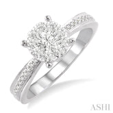 3/4 Ctw Lovebright Round Cut Diamond Engagement Ring in 14K White Gold