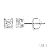 1/3 Ctw Princess Cut Diamond Stud Earrings in 14K White Gold
