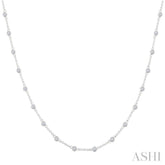 1 Ctw Bezel Set Round Cut Diamond Station Necklace in 14K White Gold