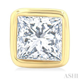 1/5 Ctw Petite Bezel Set Princess Cut Diamond Fashion Stud Earring in 10K Yellow Gold