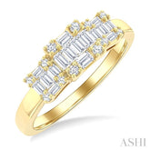 1/2 Ctw Past, Present & Future Baguette and Round Cut Diamond Fusion Fashion Ring in 14K Yellow Gold