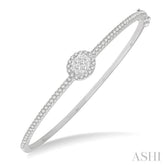 1 Ctw Oval Shape Round Cut Diamond Lovebright Stackable Bangle in 14K White Gold