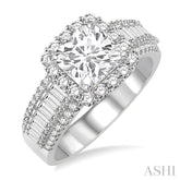1 1/5 Ctw Diamond Semi-Mount Engagement Ring in 14K White Gold