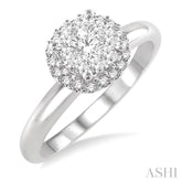 1/3 Ctw Lovebright Round Cut Diamond Engagement Ring in 14K White Gold