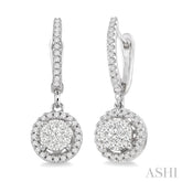 1/2 Ctw Lovebright Round Cut Diamond Earrings in 14K White Gold