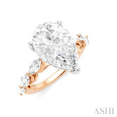 1 Ctw Pear Shape Marquise and Round Cut Diamond Semi-Mount Engagement Ring in 14K Rose and White Gold