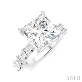 1 3/8 Ctw Princess Shape Emerald and Round Cut Diamond Semi-Mount Engagement Ring in 14K White Gold