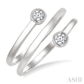 1/5 Ctw Round Shape Diamond Bezel Double Coil Fashion Ring in 14K White Gold