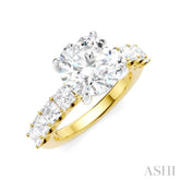 1 1/4 Ctw Round Shape Princess and Round Cut Diamond Semi-Mount Engagement Ring in 14K Yellow and White Gold