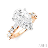 1 1/3 Ctw Pear Shape Emerald and Round Cut Diamond Semi-Mount Engagement Ring in 14K Rose and White Gold