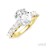 1 1/3 Ctw Oval Shape Princess and Round Cut Diamond Semi-Mount Engagement Ring in 14K Yellow and White Gold