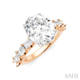 1 1/3 Ctw Oval Shape Emerald and Round Cut Diamond Semi-Mount Engagement Ring in 14K Rose and White Gold