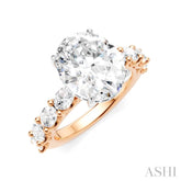1 1/3 Ctw Oval Shape Oval and Round Cut Diamond Semi-Mount Engagement Ring in 14K Rose and White Gold