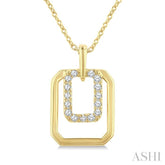 1/10 Ctw Nested Octagonal Frame Round Cut Golden Glow Diamond Fashion Drop Petite Pendant With Chain in 10K Yellow Gold