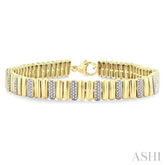 1/6 Ctw Bold Ribbed Round Cut Diamond Pirouette Fashion Bracelet in Yellow Gold Vermeil