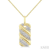 1/10 Ctw Bold Ribbed Swirl Round Cut Diamond Pirouette Fashion Pendant With Chain in Yellow Gold Vermeil