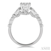 1/2 Ctw Marquise Shank Circular Mount Lovebright Round Cut Diamond Ring in 14K White Gold
