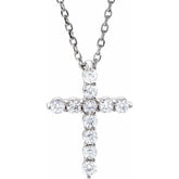 14K White Gold 1/4 CTW Natural Diamond Cross 16-18" Necklace