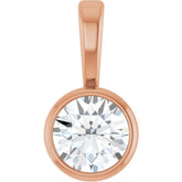 14K Rose Gold 1/6 CT Natural Diamond Bezel-Set Solitaire Pendant
