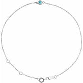 Sterling Silver Natural Blue Zircon Bezel-Set Solitaire 6 1/2-7 1/2" Bracelet