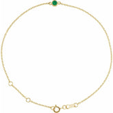 14K Yellow Gold Natural Emerald Bezel-Set Solitaire 6 1/2-7 1/2" Bracelet