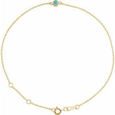 14K Yellow Gold Natural Blue Zircon Bezel-Set Solitaire 6 1/2-7 1/2" Bracelet
