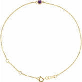 14K Yellow Gold Natural Amethyst Bezel-Set Solitaire 6 1/2-7 1/2" Bracelet
