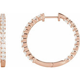 14K Rose Gold 3 CTW Natural Diamond Inside-Outside Hinged 30 mm Hoop Earrings