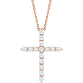 14K Rose Gold 1/2 CTW Natural Diamond Cross 16-18" Necklace