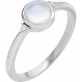 14K White Gold Natural Rainbow Moonstone & .03 CTW Natural Diamond Ring