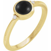 14K Yellow Gold 6 mm Round Natural Black Onyx & .03 CTW Natural Diamond Ring