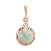 14K Rose Gold 6 mm Natural White Opal & .03 CT Natural Diamond Pendant