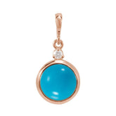 14K Rose Gold 6 mm Natural Turquoise & .03 CT Natural Diamond Pendant