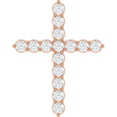 14K Rose Gold 3/4 CTW Lab-Grown Diamond Cross Pendant