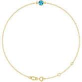 14K Yellow Gold Natural Blue Zircon 6 1/2-7 1/2" Bracelet