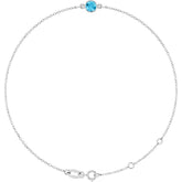 14K White Gold Natural Aquamarine 6 1/2-7 1/2" Bracelet