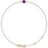 14K Rose Gold Natural Amethyst 6 1/2-7 1/2" Bracelet